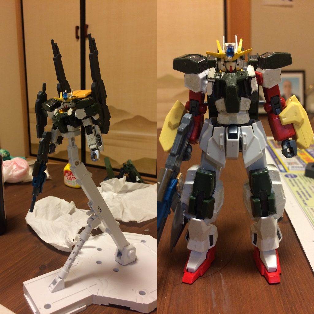 左:最初期の案
右:ほぼ完成
もはやサバーニャより他の機体のパーツの方が多い気がする