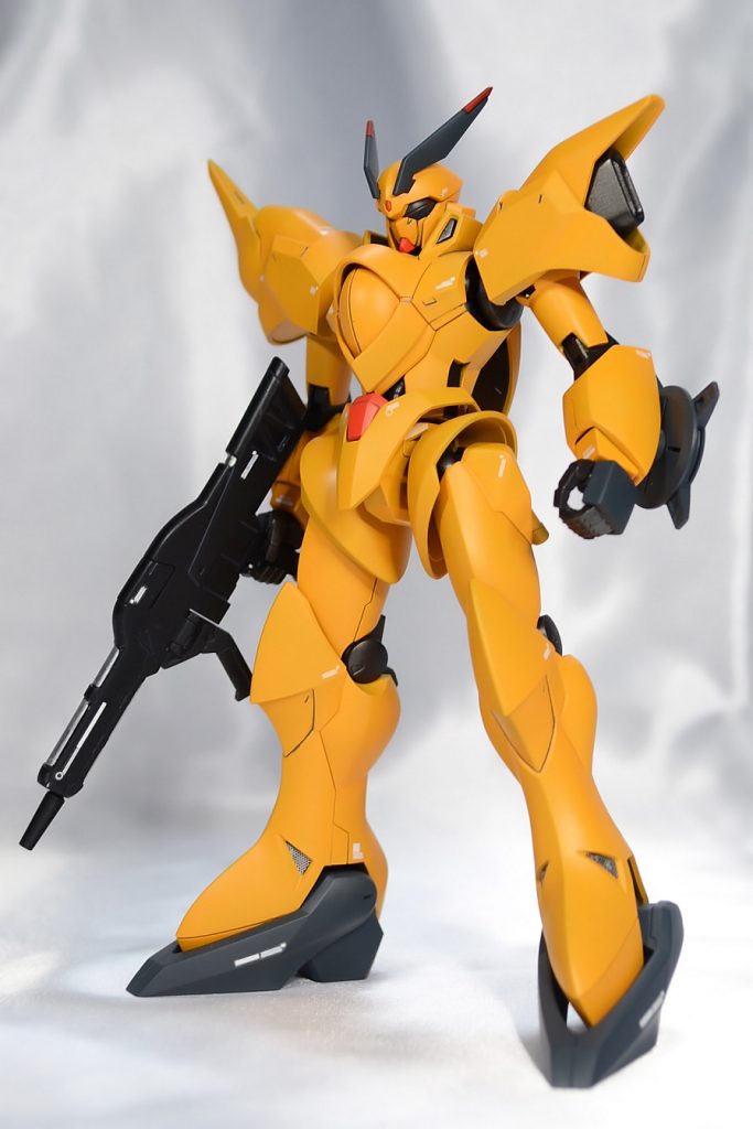 ■塗装レシピ(ガイアカラー)
黄:ビビッドオレンジ
赤:ローズブライトレッド
紺:ミッドナイトブルー
黒:ブラック
銀:EXシルバー
関節:ガンメタル
墨入れ:タミヤ墨入れ塗料ダークグレイ、ブラック
市販の水転写デカールを使用し、つや消しコート。