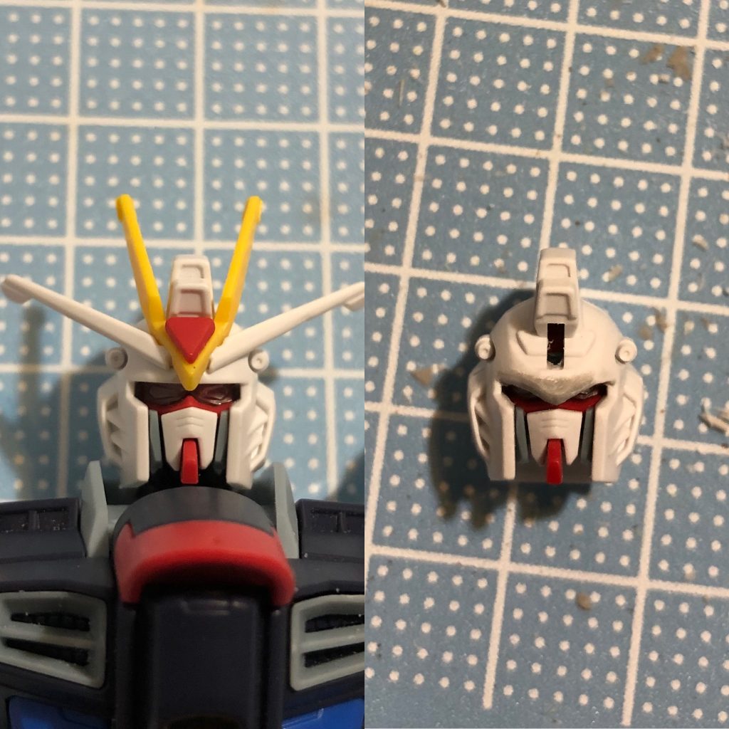 ヒサシ部分の改修工程です。エポパテを盛って削り込みました。初チャレンジでしたが、個人的には上手くできたと満足しています。