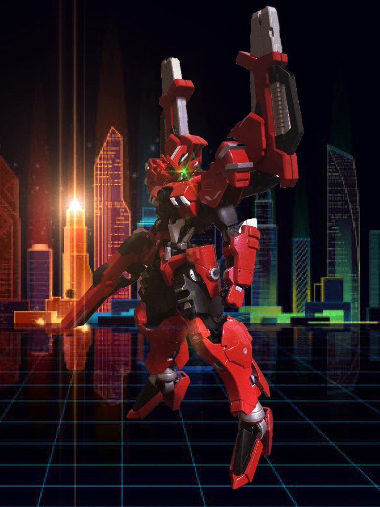 ガンダムフラウロスはアリアンロッド艦隊に撃破された後、データの回収のために収艦される。収艦時、コックピットで瀕死状態だったシノ。本来であれば、期待のデータ回収後に機体と共に処分されるはずだった。しかし、自らの意表を突いた攻撃や大勢の艦隊への最後の特攻をラスタル・エリオンに買われ、救命措置を受けることとなる。措置の中で身体の大部分を機械化。またそれに伴って記憶の大部分も改竄される。
記憶を改竄されたものの、シノ生来の調子の良さや、女好き、技名を付けたがる癖は抜けてない。措置の中で仮面をつけることになっても、本人曰く「ヒーローみたいでイカしている」そうだ。
ガンダムフラウロスも、シノが措置を受けるのと同時並行で機体の改修が行われた。機体のダメージが大きかったため、フラウロスの特徴であった変形機構は修繕されることなくオミット。しかし砲撃主体の期待コンセプトは変えず、中・近距離の射撃型として改修を受けた。
改修の際に技術者たちに要求された点は、①元々のフラウロスの射撃の威力を落とすことなく、武器の取り回しや精度を上げること。②かっこ良くすること(シノ本人からの注文)の2点だった。技術者達が困り果てたのが②の要求だった。①の要求に関しては、技術者たちが常日頃から求められていることなのでそれほど大きな問題点は生じなかった。しかし、その技術を、シノが求めるデザインに落とし込むのが難しかった。
そのため、技術者たちが頼ったのが彼らの子供たちだった。彼らは幾多ものデザイン案を子供達に見せ、その中で一番ウケが良かった物を採用するコトにした。その結果、一番人気だったのは、地球でその昔人気を得ていた、あるヒーローをモチーフにしたデザインだった。
戦場ではヤケに目立つ赤をベースにした配色や、複雑な可動機構を持つ背部電磁加速砲など、通常の技術者目線では絶対に有り得ないデザインだ。しかし、そのデザイン案をシノに見せたところ、目を子供のように輝かせて喜んでいたとのこと。また、開発、技術主任も「一度こんな機体を作ってみたかった」とまさかのGOサイン。こうした経緯を経て、ガンダムフラウロスは「ヒーロー」として新たに生まれ変わることとなる。