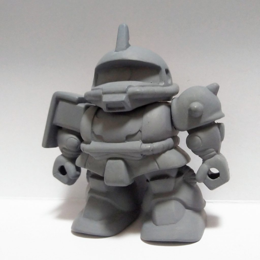 下地にアクリジョンベースカラーを塗ったところ。民芸品っぽいたたずまい。