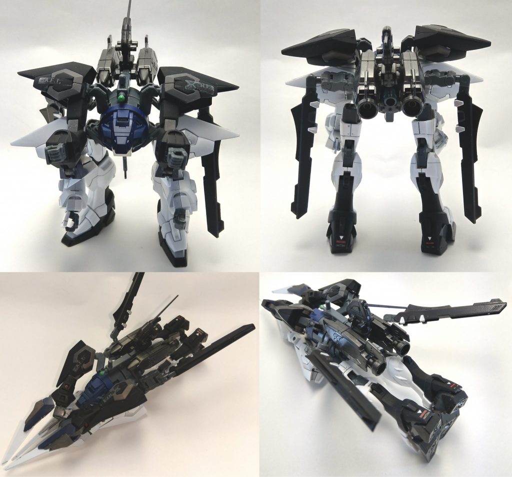 各部アッピルポイント4、自立鮪。武器形態からMA形態？に変形します。ここでとある会話をご覧ください。



整備兵「整備長、こいつ、あのグシオンの背中に取り付ける設計上、頭を載せるスペース確保できないんスけど」

整備長「まだまだ甘いな兵、こいつはロボットだ。頭なんか無くても問題はねぇ」

兵「マジすか」

長「マジだよ。そもそもオレはガンダムが人型ってところに違和感を感じてんだ。乗ってるのが人間だからある程度寄せるのは分かる。でもよぉ、中には肩がでか過ぎて頭回しても自分の肩しか見えませんってガンダムもいるだろ？　だったらそこまで人型に拘る理由もねぇんじゃねぇか？」

兵「なるほど、勉強になるっす」

長「頭の位置には全周囲カメラを一個置いとけ、それ以外のセンサー類は周囲に余剰スペース見つけて組み込んでおけ」

兵「うぃっす」

長「さしずめ、こいつは『デュラハンガンダム』ってところだな」



以上『鮪』の制作秘話に託けた肩が無駄にでかいMSに対する偏見でした。