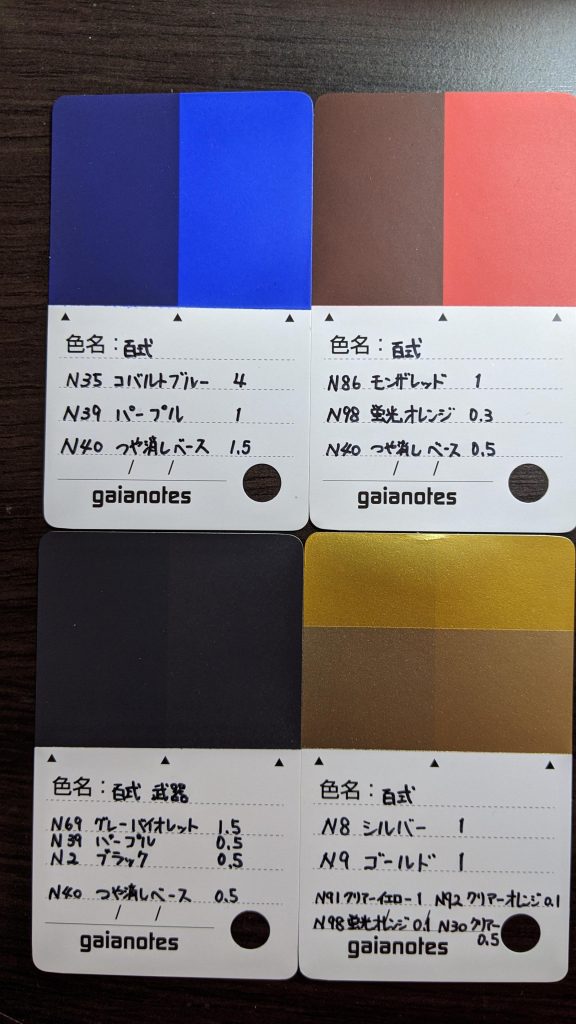 カラーはこんな感じです。全てアクリジョンにて塗装しました。