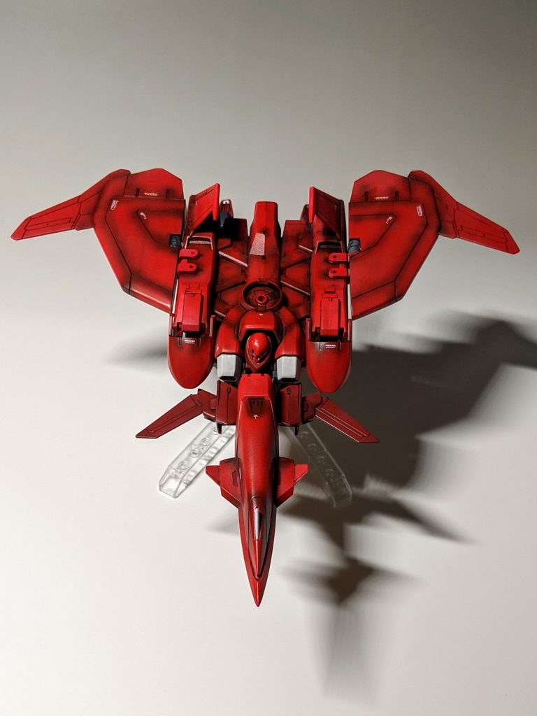 主なミキシングパーツは
HGBFメテオホッパーの先っぽ
HGオーバーフラッグの腰エンジン
MGゼータの翼の先っぽ
MGGP01のコアファイターの尾翼
です。