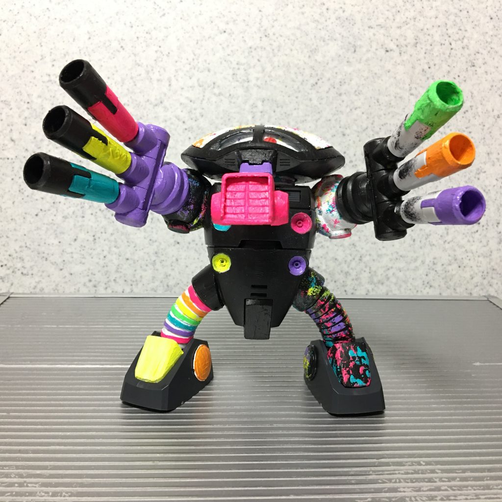 ポージング
(   。 ̄v ̄。)ノ ゲーム「スプラトゥーン」のように、派手な色水をまき散らすようなイメージです。
(   。・v・。)ノ 以上、最後までご覧くださりありがとうございました。