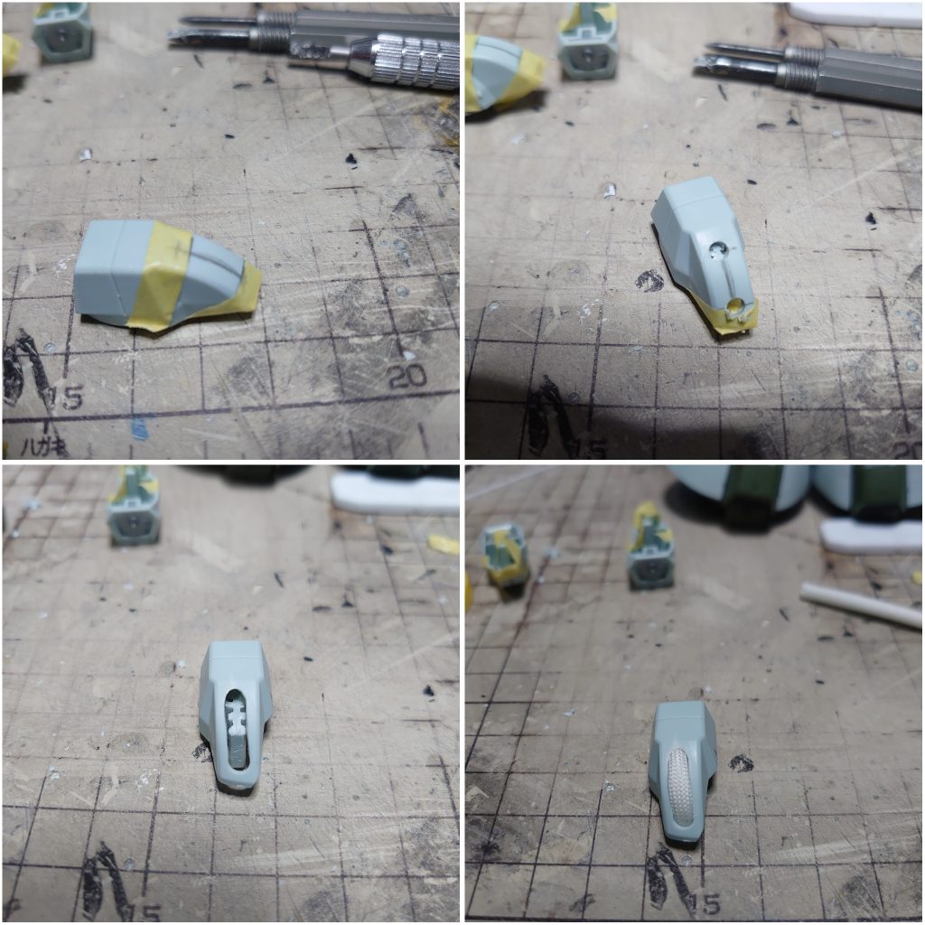 脚部のスラスターよう動力チューブ追加加工です