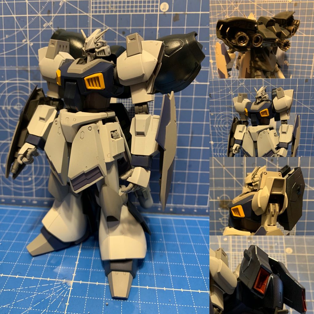 *制作工程4*
基本塗装完了
本体主に
ニュートラルグレーⅠ
ニュートラルグレーⅢ
ティターンズブルー
オレンジイエロー
ノーマルバックパックに
メタリックダークブルー
メタリックレッド