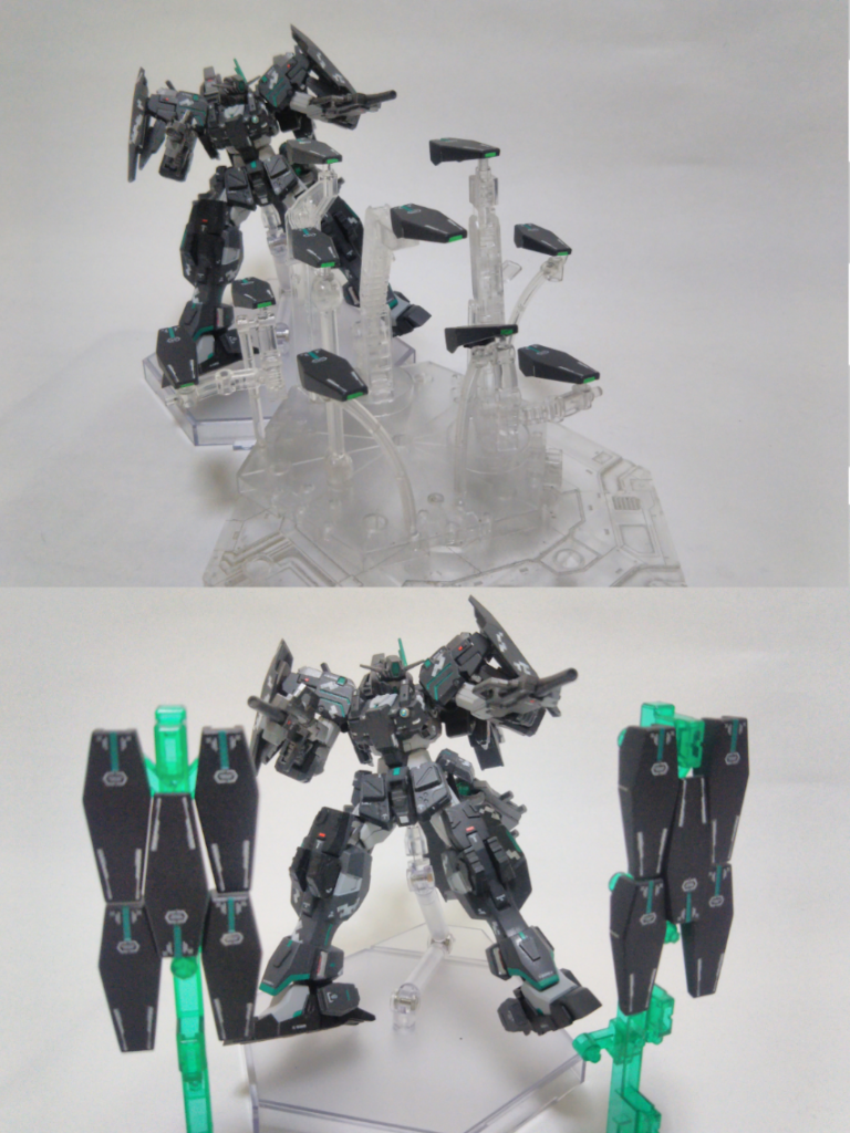 *GNシールドビット*
個々が本体から離れ独自に遠隔操作可能
シールドとして防御に使用されるだけでなく、ビームガンを内蔵しており攻撃も可能。