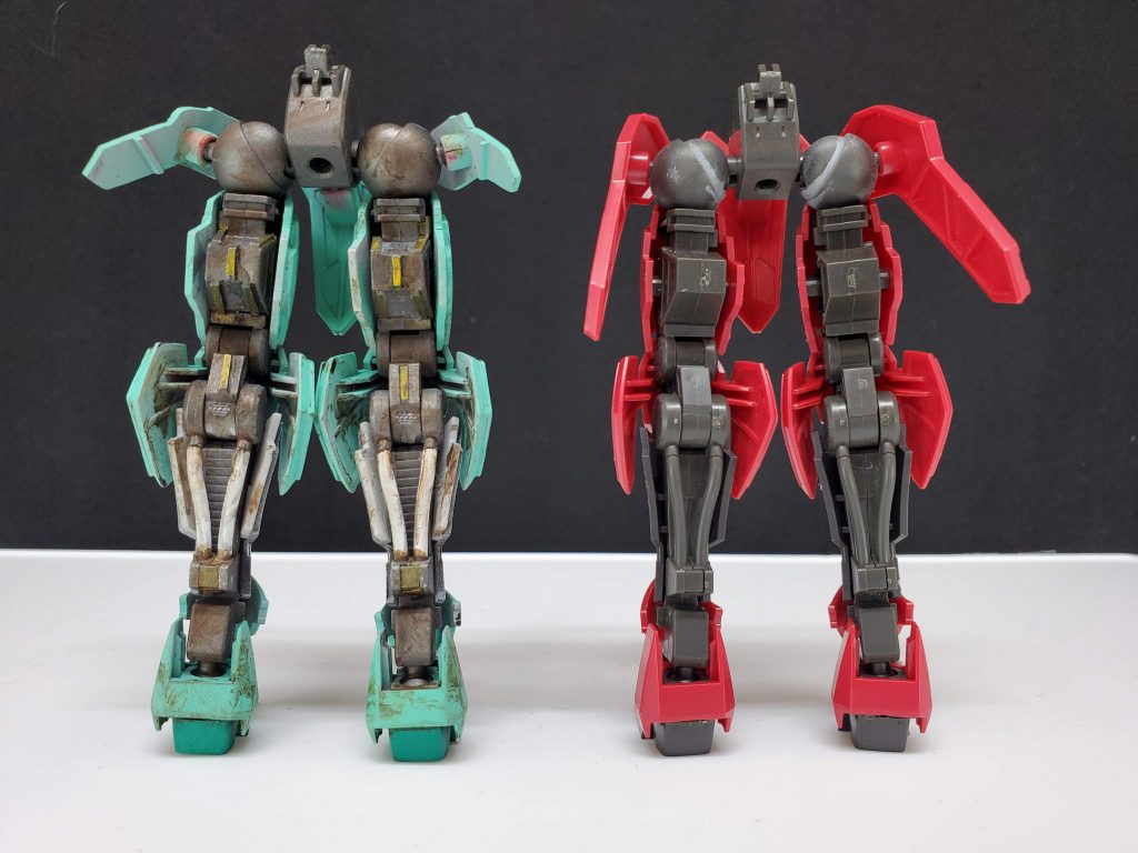 一番時間のかかった脚裏です、各装甲にプラ板で延長を行いボリュームを出し、フレームがさみしくならないようにプラ板や結束バンドを用いてディテールアップを施してみました。
詳細はツイッターで紹介する予定ですのでよければ見に来てください!