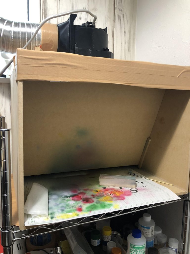 全然関係ないですが、エアブラシを使うにあたって塗装ブースも作りました。
ネロブース？ってのを参考にしてます。
めっちゃいいものですね。
自作するとお値段8000円ほどでつくれました。



観覧ありがとうございました。