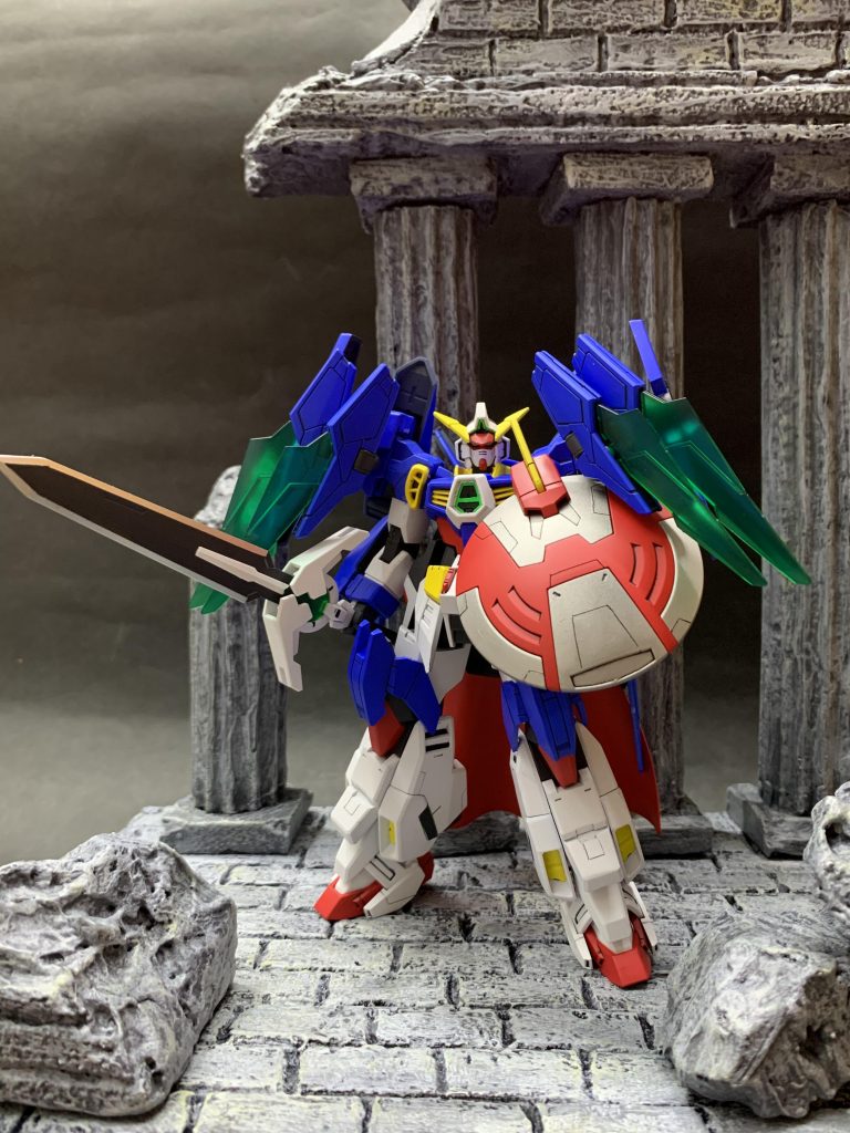 以前製作したフルアーマーナイトガンダムのジオラマで撮影。以外と合う