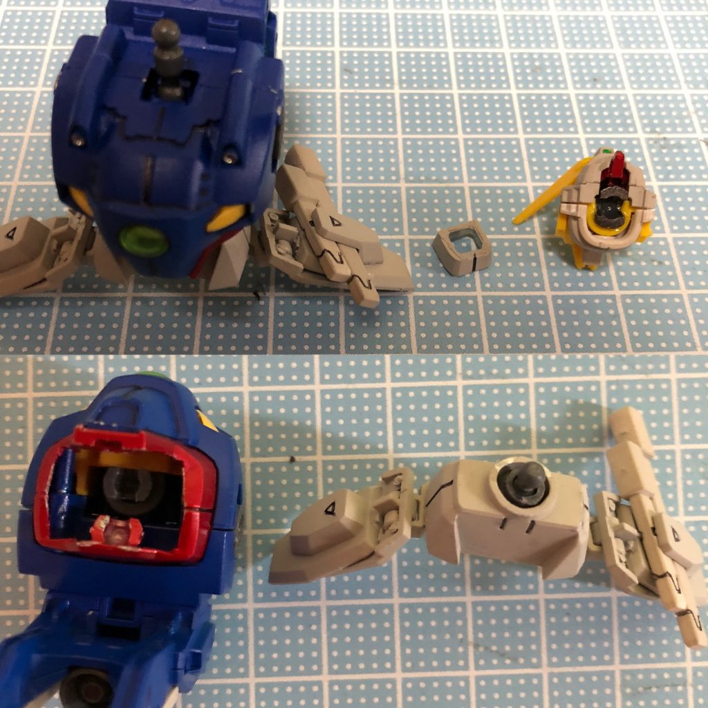胴体部
首にあたる部分をボールデンアームズで、
腰との接続もボールデン、さらに赤い部分にポージング用の接続部を作りました
これにより…