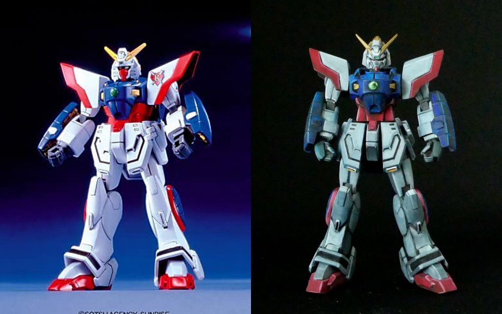 元キットがずんぐりむっくりな体型なので腰と太ももを延長
一番手を加えた部分は肩アーマー、薄い板感がありカッコ悪いので一回り小型化し厚みを持たせてます