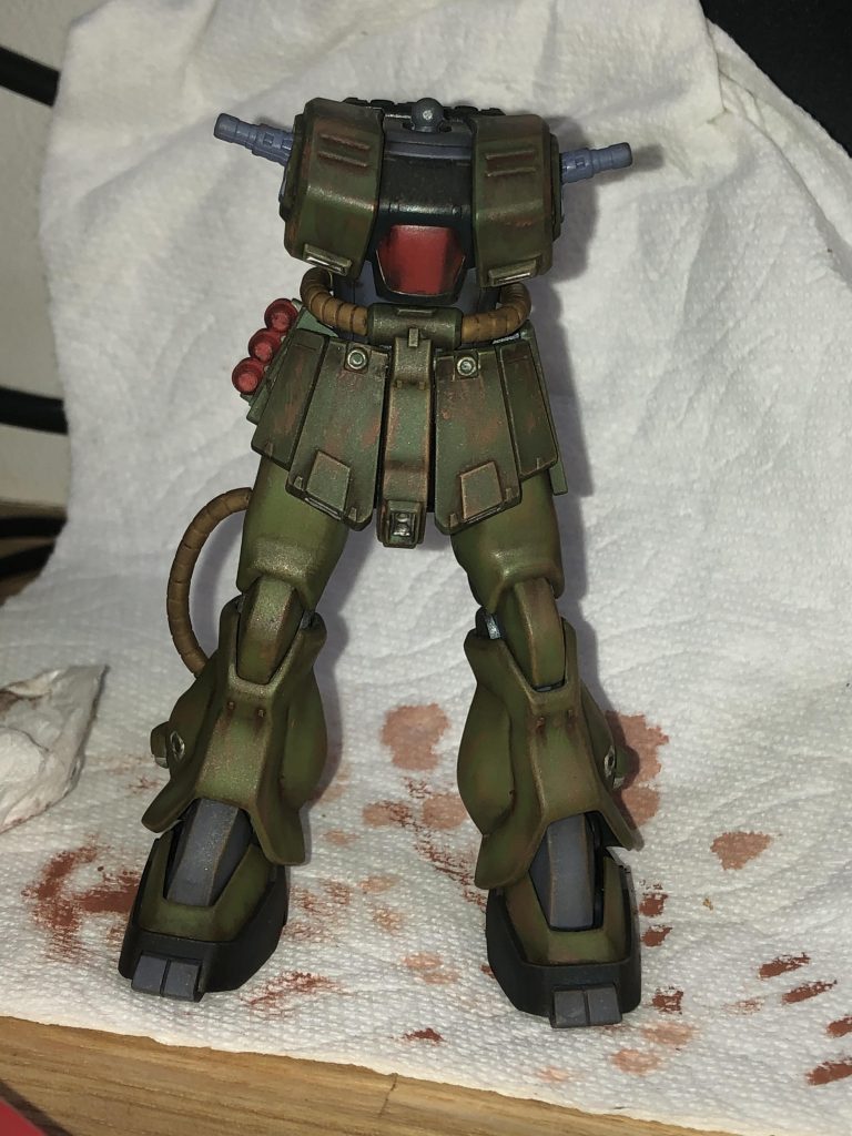 トップコート前の状態
やはりトップコート色味が薄れるのでもう少し派手に汚してもよかったかもしれません