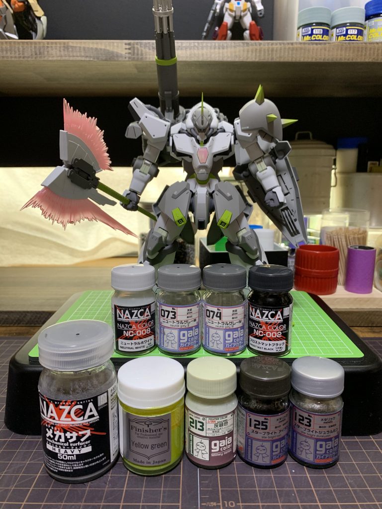 塗料です。

以前作ったガナーザクのカラーリングを元に試してみたかったイエローグリーンを差し色に使ってみました。

ご覧いただきありがとうございました( •̀ᴗ•́ )/