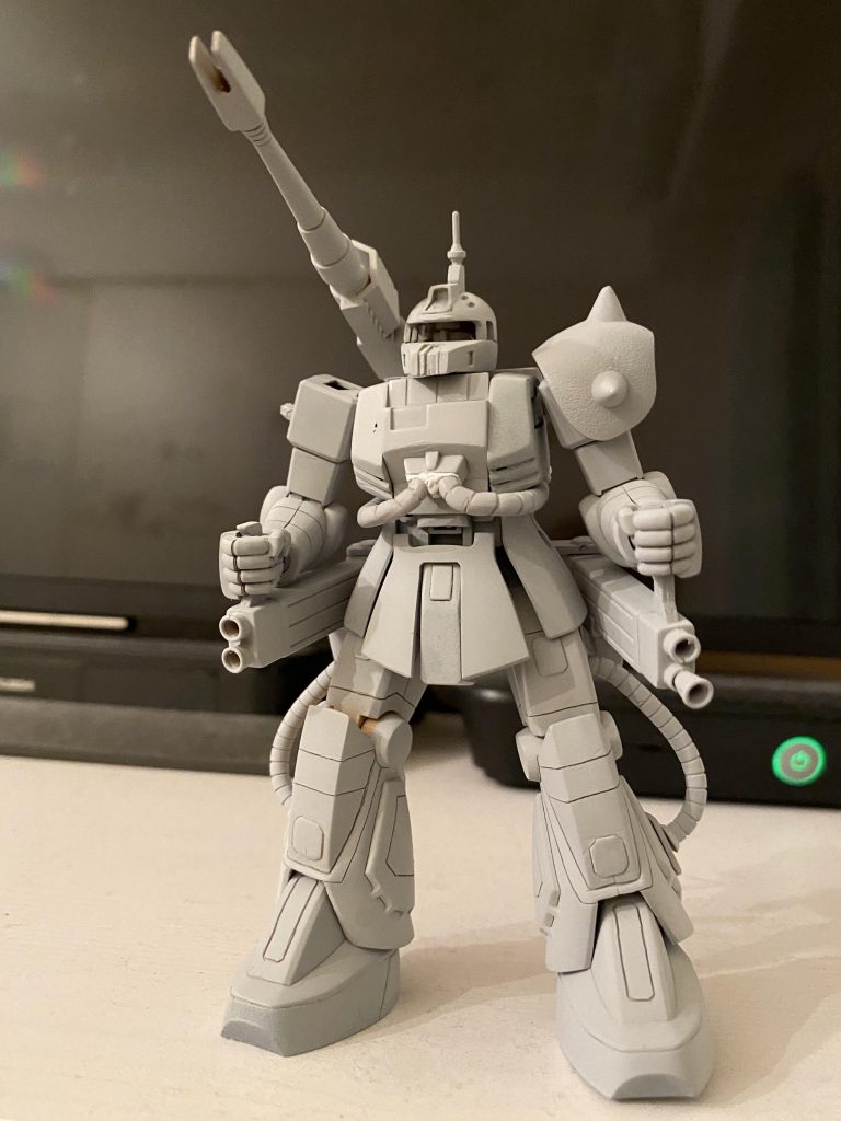 サフを吹くと出来上がった気持ちになってしまう病。スジボリもガタガタしちゃってるのがサフを吹くとよくわかる。