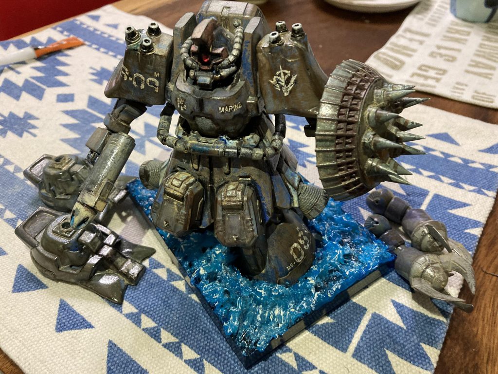 もう一つの飛び出しジオラマは紙粘土にブルーを吹いて綿ワタを貼りつけてスプラッシュ感を出してみました。

ご覧頂きありがとうございます。