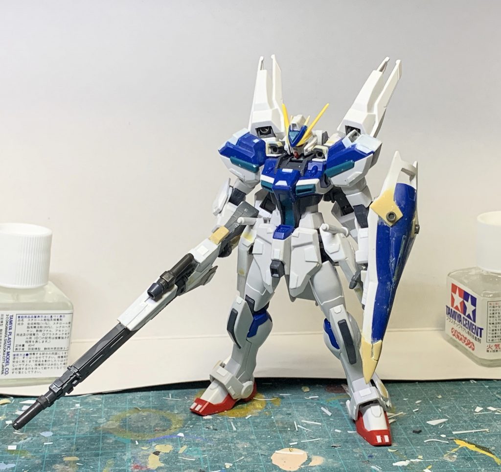 ウィンドストライカー塗装前
ウィンドストライカーは初期稿版ストライクの宇宙用パックをモチーフに製作しました