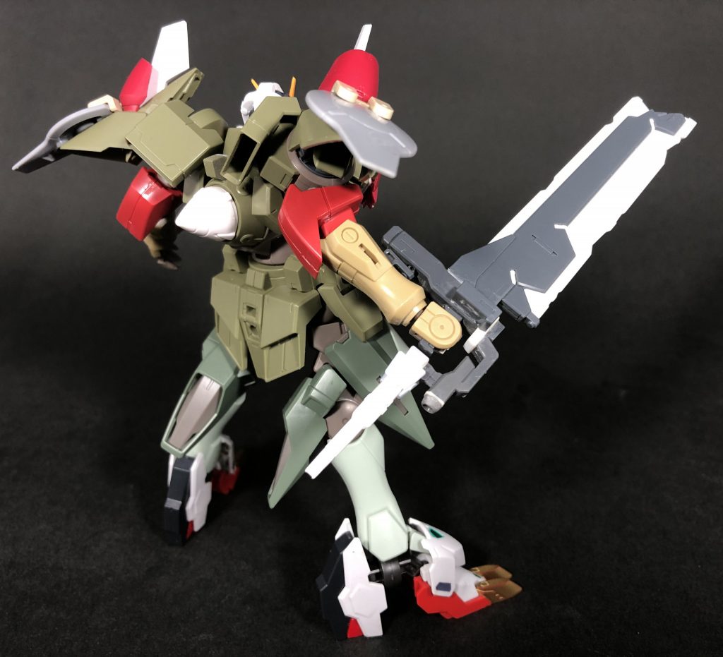 塗装前の状態。
ジンクスⅣをベースにストライカージンクス、ダンタリオン、グリムゲルデ等様々なキットからパーツを摘まんでいます。
武装の刀身は、秘蔵のMGエクシア初回特典パーツを放出しました。
素の情報量が多いので、今回はデカールを貼っていません。