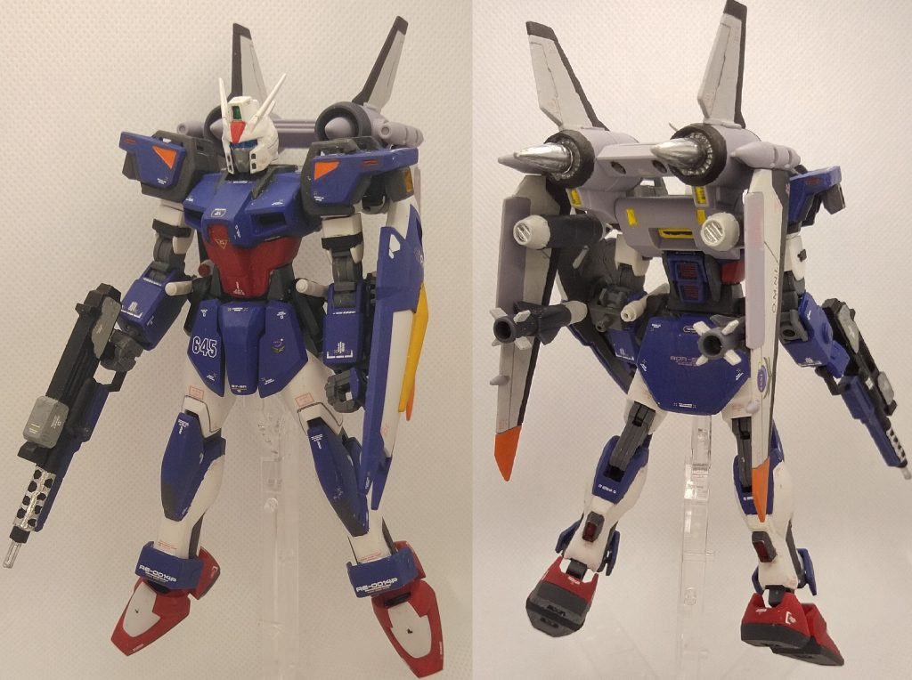 AQM/E-A4E1ジェットストライカー装備全体図です。ウィンダムの物から特に改造は無く塗装だけしました。SEED DESTINY本編のヘブンズベースでちらっと写ってました。