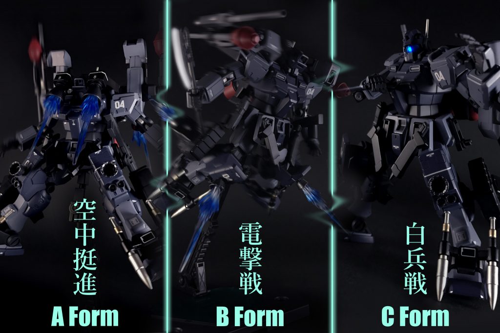 バトルスタイル「拠点攻略ミッション」「対フォースネスト戦」の際、下記の「A・B・C」3形態のそれぞれの特徴を活かした「空中挺進」の後に「電撃戦」を経た「白兵戦」による制圧を行います。敵センサー外からの高高度降下、敵拠点へ強襲を行い、拠点到達後、混乱した内部で接近戦を展開する事で¨数的不利¨を覆し「ミッションクリア」を目指します。
しかし、あくまで「コインとポイントの稼ぎ」の為にバトルを行う為、不利と感じた場合は戦線離脱を図る場合もあります。