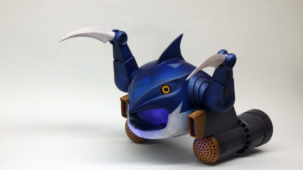 エンジンとカマをとったらより魚っぽくなりますけど、ザクレロじゃなくなりますね。実物にあわせて適当に汚くしました。雑に。