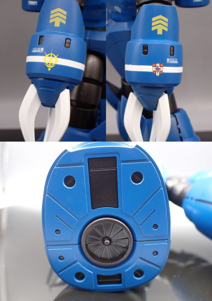 白ラインは下地に白で塗装し、マスキングテープをはり、上から青塗装しました。