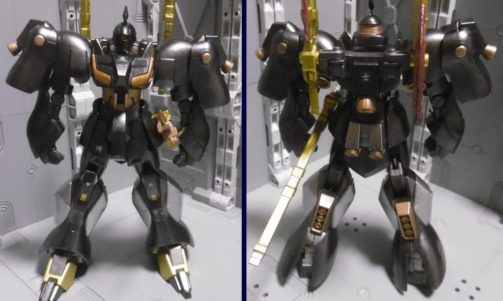 　頭：１/１４４ ヴァイエイト
　胴：１/１４４ ガンダムヴァサーゴ
　腕：ＨＧＵＣ ヤクト・ドーガ＋ＨＧＵＣ ドーベン・ウルフ
　腰：ＨＧＢＦ グフＲ３５
　脚：ＨＧＢＦ Ｒ・ギャギャ

　ＨＧＢＣ ガンプラバトルアームアームズ
　ＨＧＢＣ パワードアームズパワーダー
　ＨＧＢＣ 次元ビルドナックルズ（丸）Ｌサイズ
　ビルダーズパーツＨＤ ＭＳランチャー０１