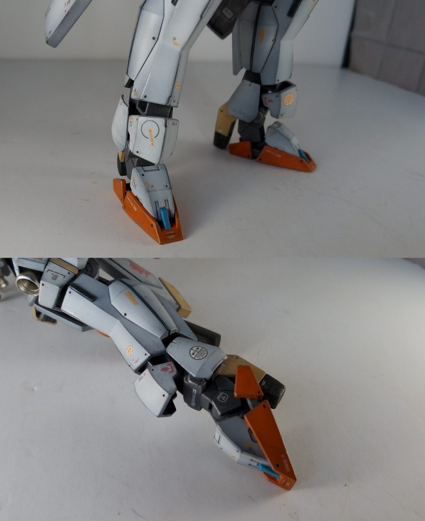 足首も延長、アースリィのジャンクを使って可動域と高さを出しています。かかとも地味に3mm伸ばしてます。