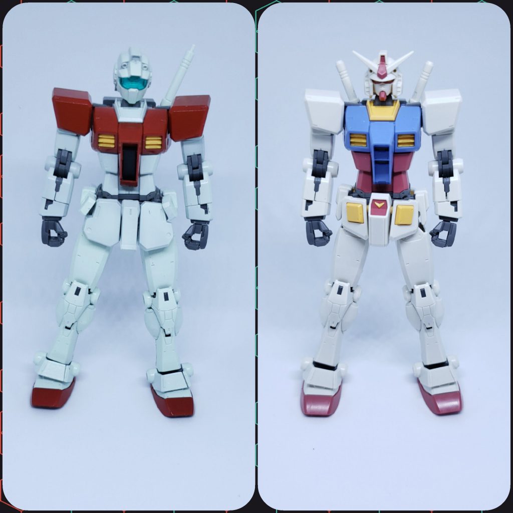 BEYONDガンダムとの比較
頭部、コックピット周り、腰アーマーが違うだけで印象はこれだけ変わります