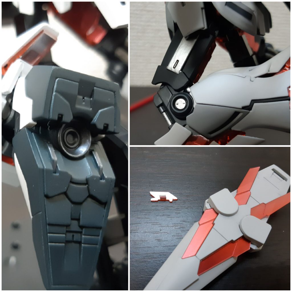 バーニアはMr.メタルカラーのアイアンで，シリンダーなんかはワンポイントでガイアのスターブライトシルバーで塗り分けてみました　　　結局自分からアップにしていくっていう（笑)クリアパーツの裏側もシルバーで塗ったんですが，写真だと分かりにくいですね　　　　　　肉眼だと光を拾って結構きれいに光っているのですが…素組との比較⬇️（右:塗装後　左:素組）
    +