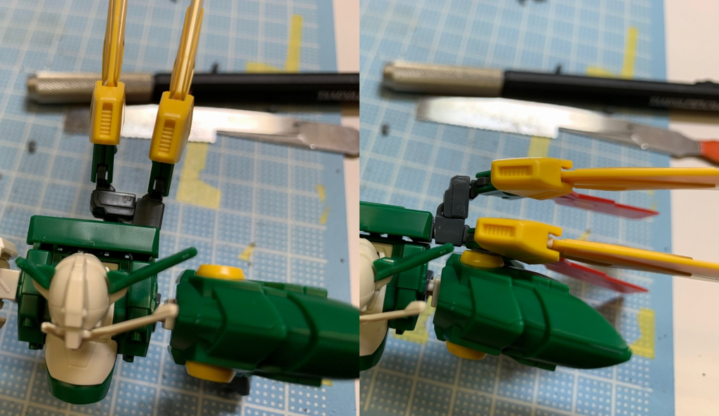 こうすることでウイングを真横に展開できるようになります。