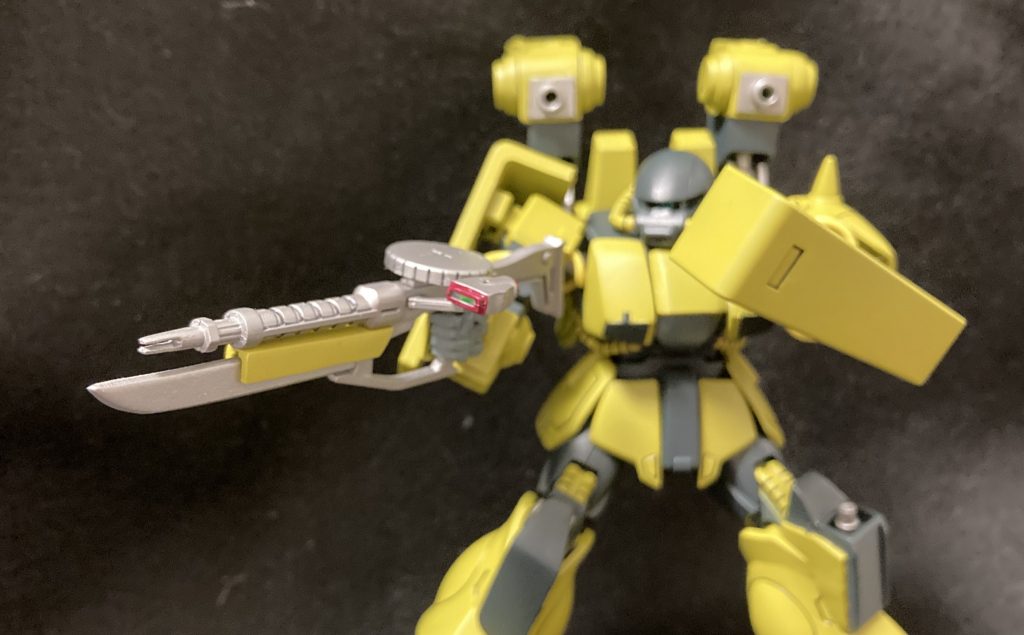 武装:ザクマシンガン改(銃剣装備)
見た目通りに銃剣を装着したザクマシンガン改．当たり前のように刀身はヒート化させることが可能．
高速突撃からの突き刺し→マシンガン放射
というコンボが定番＆必殺技となりますヾ(:3ヾ∠)_