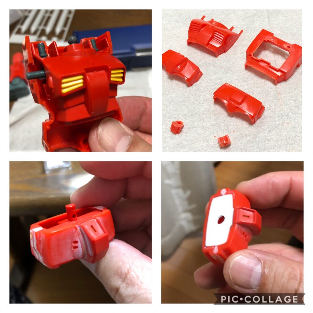 ニコイチで始めた当初は旧キットの中にHGUCのボディーを入れ込んでしまおうなどと考えていたのですが、なかなかに苦戦し結局上半身はそのままHGUCで行くことに。(後半でさらなるどんでん返しが！w)