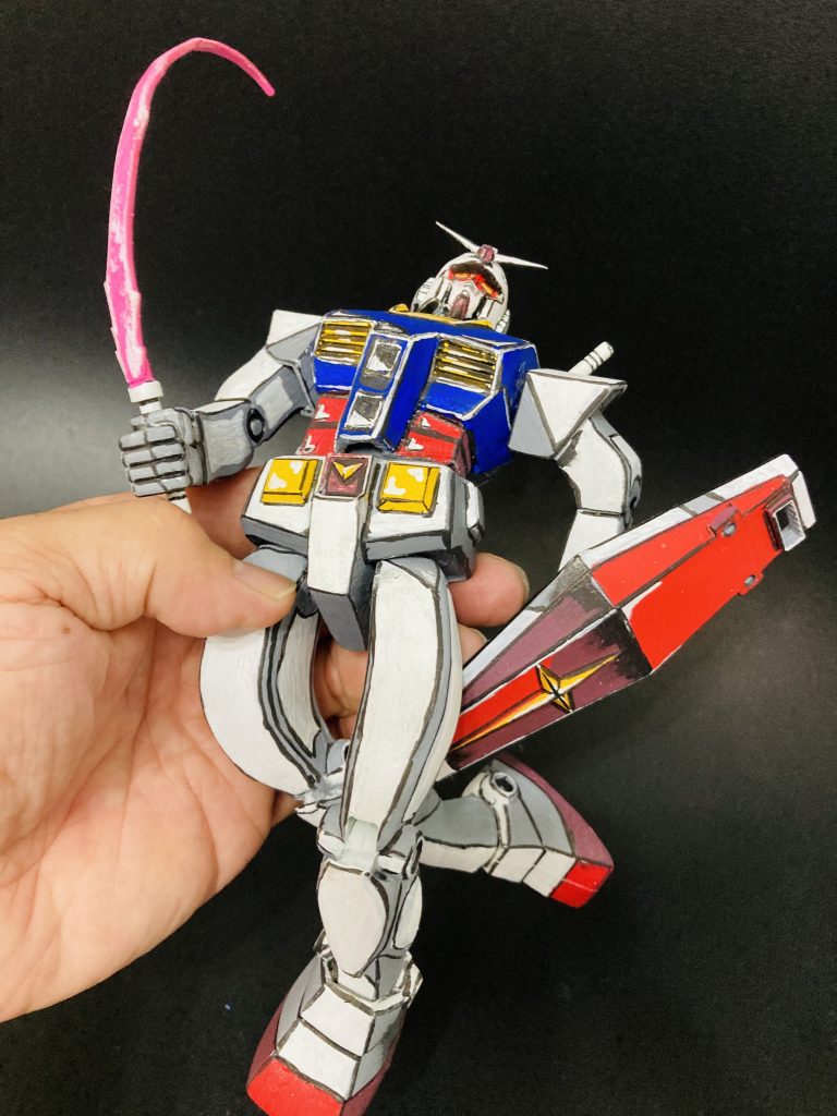 細かな塗装表現よりもパッと見てアニメの躍動感を強調した筆塗装にしてみました。