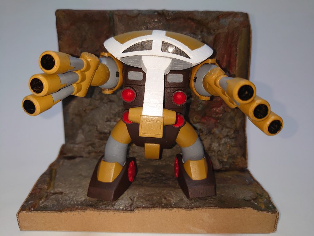 旧キットのジュアッグを筆塗装キットは・継ぎ目消し・ホイルシール+UVレジンでモノアイ作成のみ。UVレジンの色が、もっとショッキングピンクで良かったかも。写真にするとほぼ白ですね。色に関しては説明書優先しました。胴体のみ足と同じ焦げ茶色に。