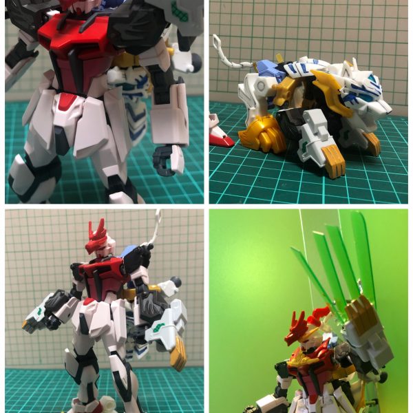 黄龍制作過程その④白虎型ストライカーパックです。写真だとあまり動きそうに無い感じですが…この後バランス調整や改修によって少しは動くようになりましたwストライクに装着する際は2パターンあり、前脚を肩に装着→腕に付け替えて格闘武器として使用。後脚はバックパックでブースターとして→脚部に付け替えて地上での機動性をアップ。これも過去作の白虎くんを元にしてまして、もちろん必殺技もあり。両手からビーム爪を展開できます。