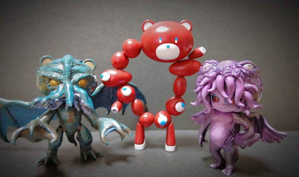 以前に作ったクトゥルフ系プチッガイと並べて。違和感消失してる…(´*ω*`)