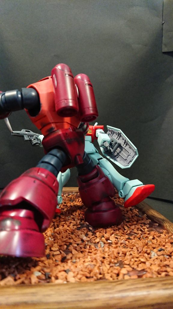 後ろからのショット。足や胴体も汚れてるかな。