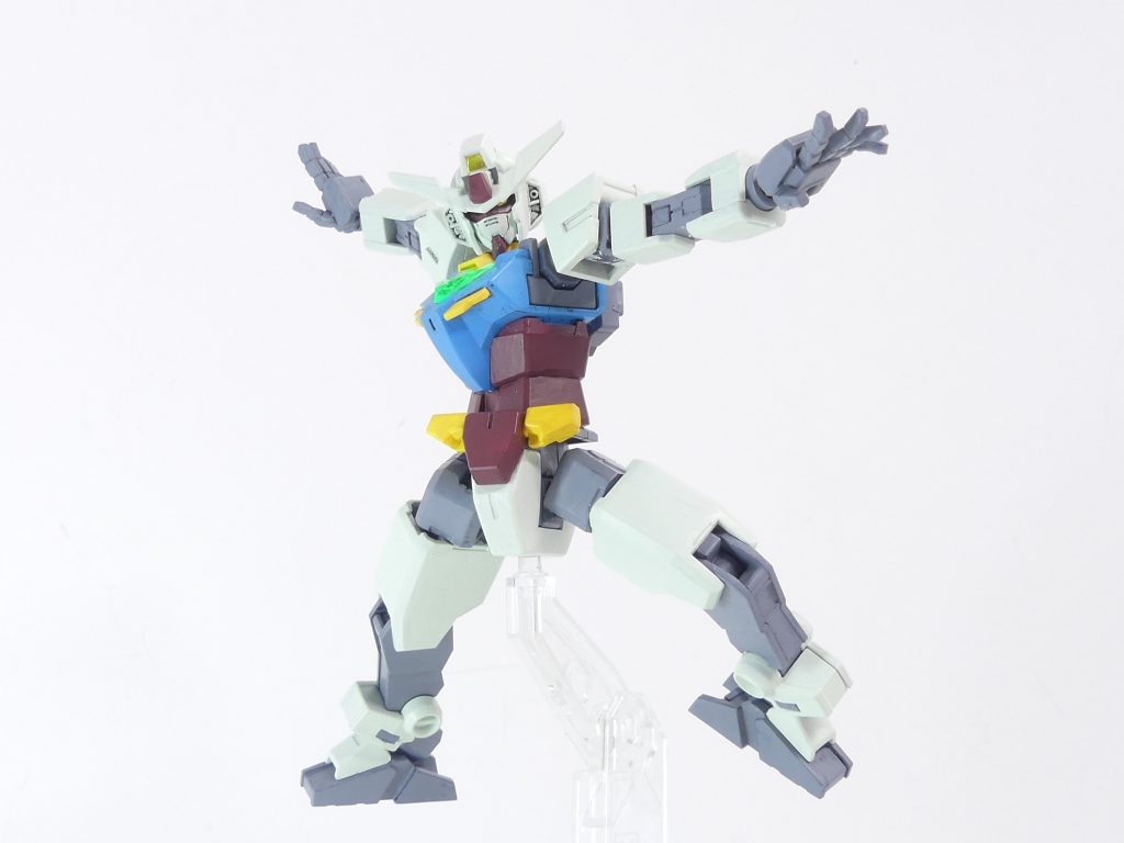 コアガンダム【BEYOND】：コアブースターの各ユニットをパージして現れたのは、フレディを乗せたもう一つのコアガンダムだった･･･！「フレディを帰すガンダム」のため武装は存在せず、ヒロト側からの遠隔操作、ある程度であればフレディのマニュアル操作も可能。量子テレポートシステム・ビヨンドパワーゲートでエルドラへの扉を開けるか･･･？銀河へ向かって飛べ、ガンダム。その結末については後日別の改で。バックパックがプラネッツ軸ジョイントに変わっている以外はコアガンダムIです。コアブースターパーツはすべて「拘束具」扱いです。塗装は白・青をforビルダーズのRX-78用カラーから。イヴの願いを叶えるためにネプテイトからさらに進化した機体とも言えそう。結末をじらすのはプラフスキーパワーゲートが必要だからです。これについては後日、最後のHGBC編として紹介予定です。