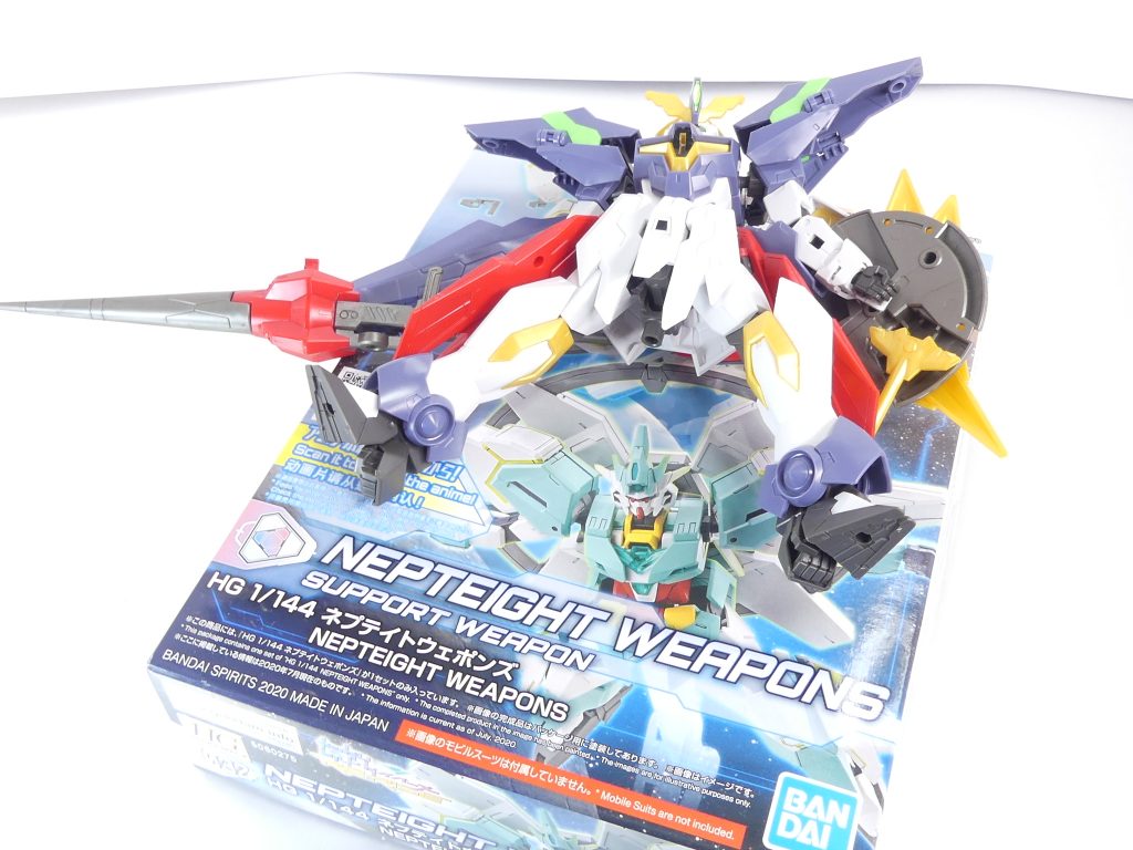 今回を書いた日（8/27）、「ビルドダイバーズRe:RISE」は最終回を迎えます。長く、そして短い11ヶ月。「新ガンダム発表会」（EX02参照）から見ているので実質一年か。皆様お疲れ様でした。でもまだ「バトローグ」は製作予定だよね。さて、イージスナイトはもとより伝え忘れていたネプテイトウェポンズの行方ですが･･･先日の記事・ツイートを見た姉からのプレゼントで入手できました。「EX」最終回までのレビュー内容は･･･一応ほぼ揃ったことになります。「エピローグ」では残っていたHGBCとネプテイトまでをレビュー、そしてエルドラウィンダムがいつ来るかによりますがいよいよシリーズ完結へ･･･ 