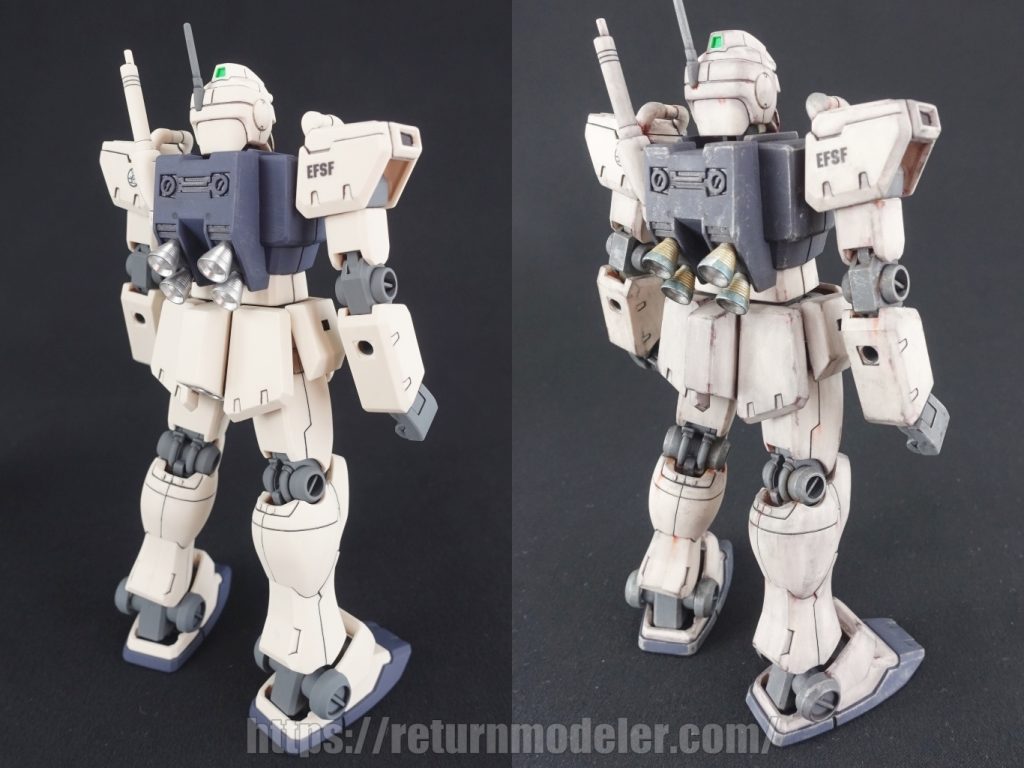 ウェザリング前後の比較、後ろからです。