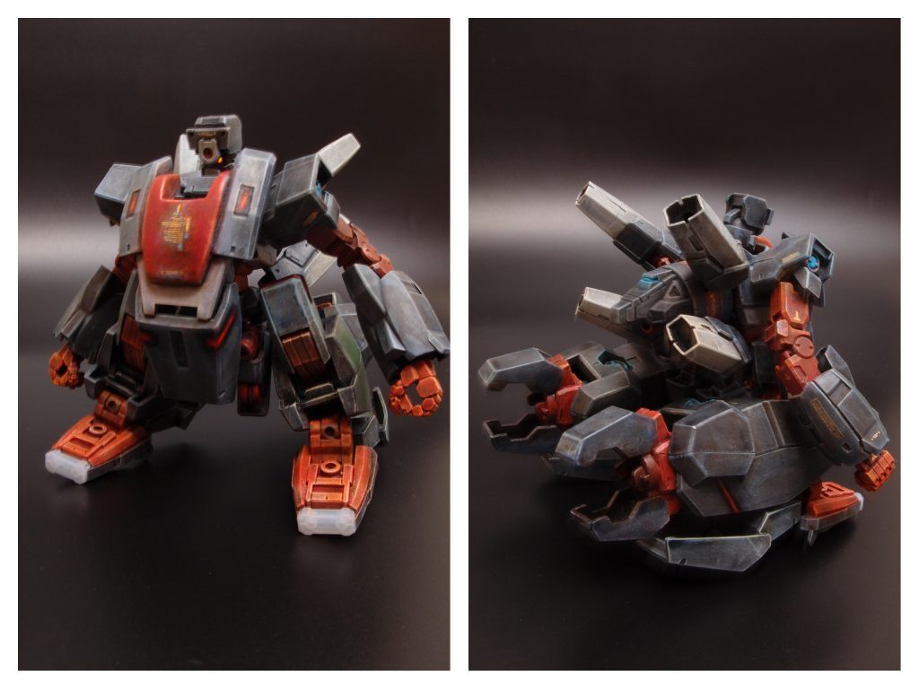 歩行性能は低いが、脚部前面装甲の斥力フィールドを利用してホバー走行が可能。