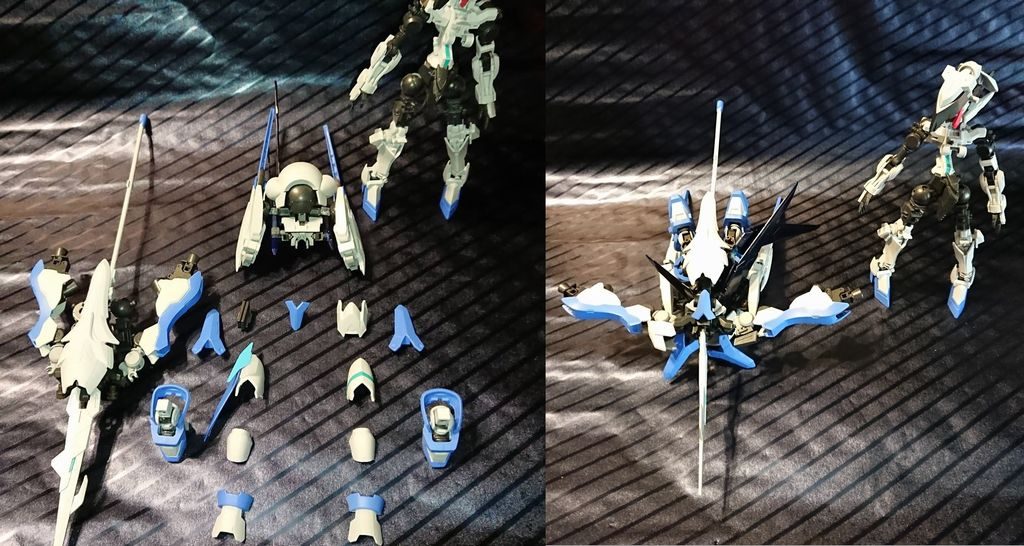 外装を外していきます。アーマーを本体から分離、槍とドッキングさせることで他のドレスへ換装ができます。