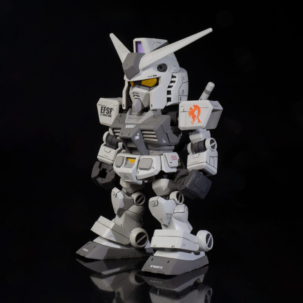 デカールはRGガンダム、サンダーボルト汎用、フリーの汎用デカールなどを流用。塗装はニュートラルグレーII～V、キャラクターイエロー、ラベンダーの4色です。