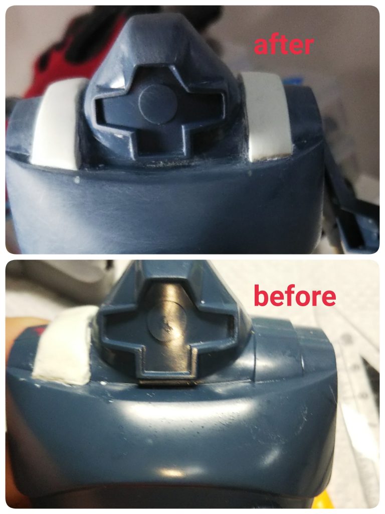 肩をパテで盛りました