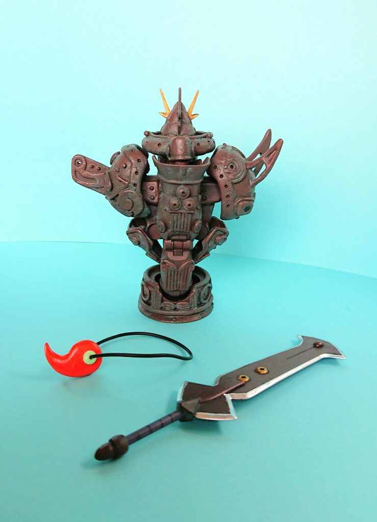 三種の神器。アカツキの勾玉ハバキリの剣ホウジョウの土器