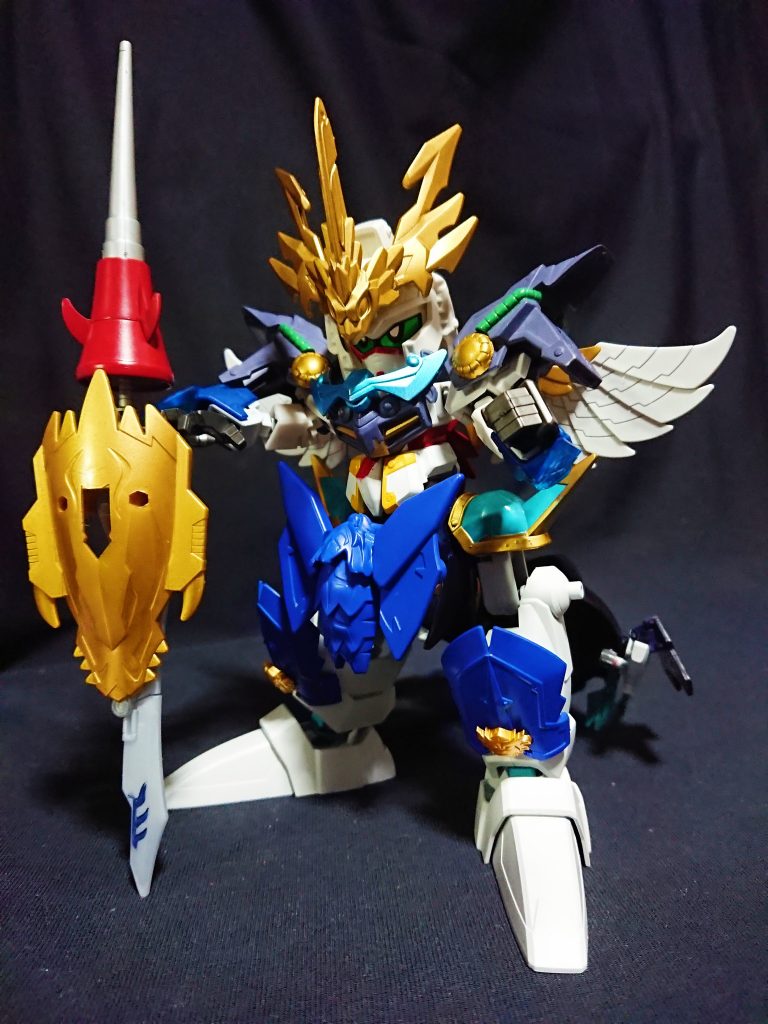 前4作、孫震コアガンダム、沈瑩イージスナイト、張悌ウォドムポッド、戦馬ヴァルキランダーが合体した姿になります。轟大帝 孫権ではないですが、轟最後の武将ということで轟武帝と付けました。リライジングガンダムではコアガンダムIIがベースとなるため、孫震コアガンダムの名がメインになります。