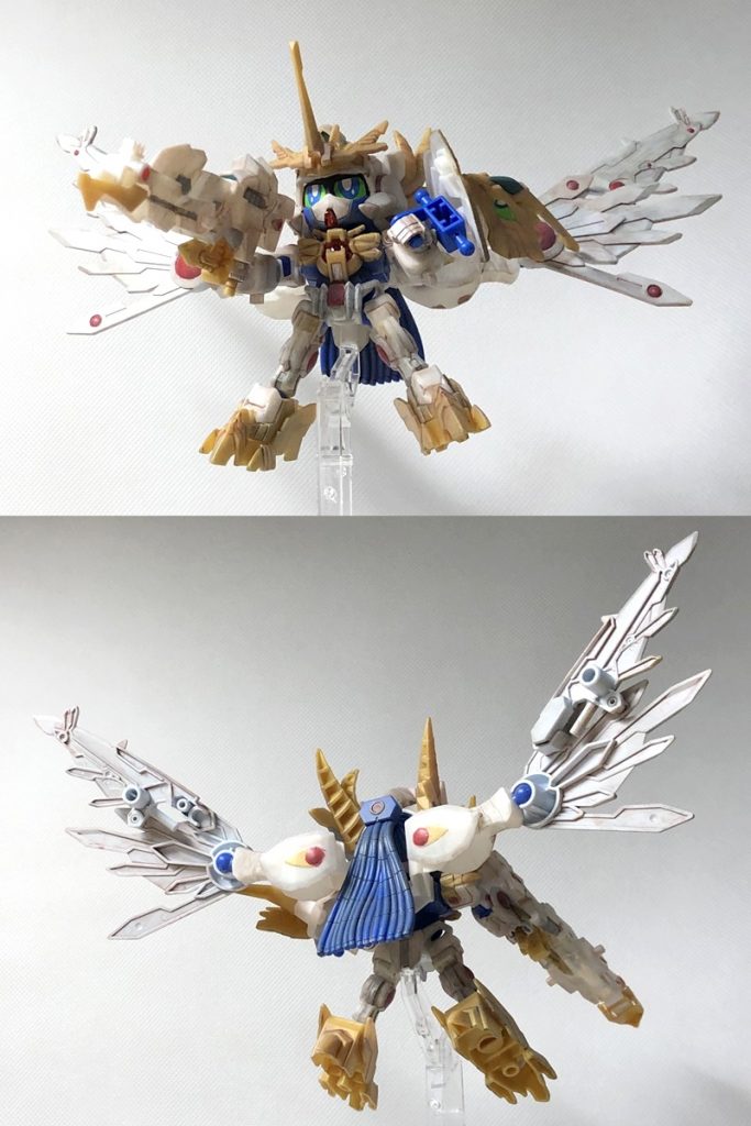 エクスヴァルキランダーの白は成形色の段階でパール感ある特別感がある質感。そのまま仕上げとするかウォッシングを行うか、悩みました……