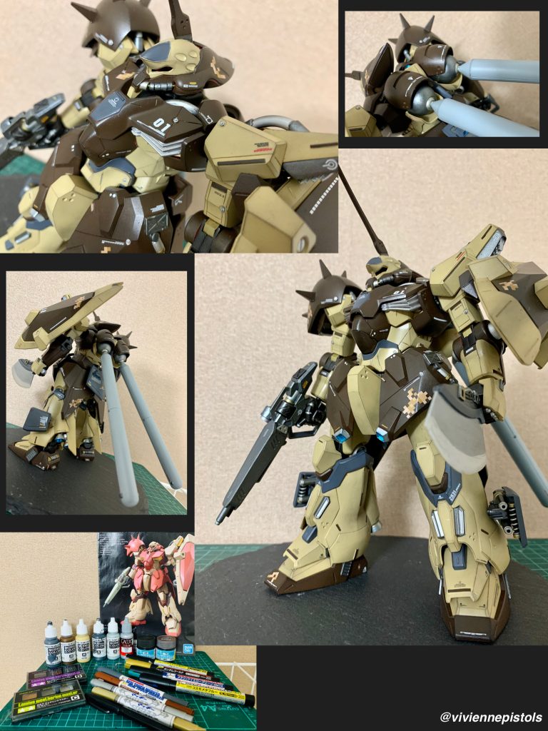 本格的にウェザリングへ入る前の状態と、今回使用した塗料等になります。